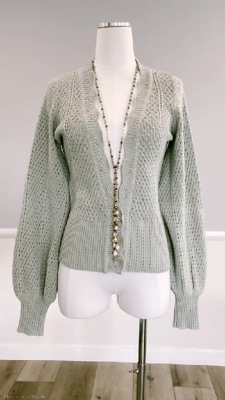 Amelia Scalloped Sage Green Cardigan