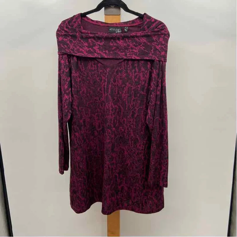 Attitudes by Renee Women's Size 1X Magenta Streaked Tunic