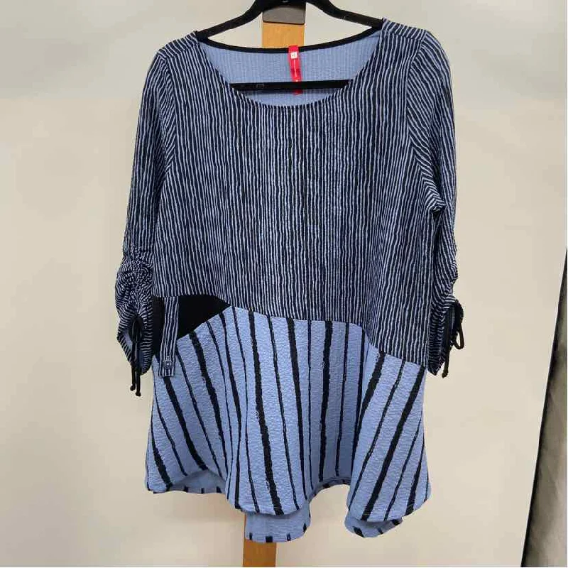 IC Collection Women's Size M Navy Stripe Tunic