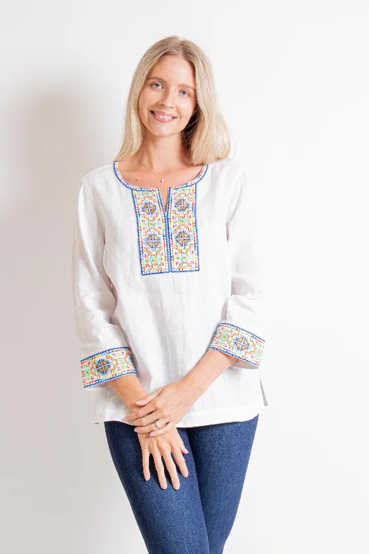 White Embroidered Tunic w/ Sequins