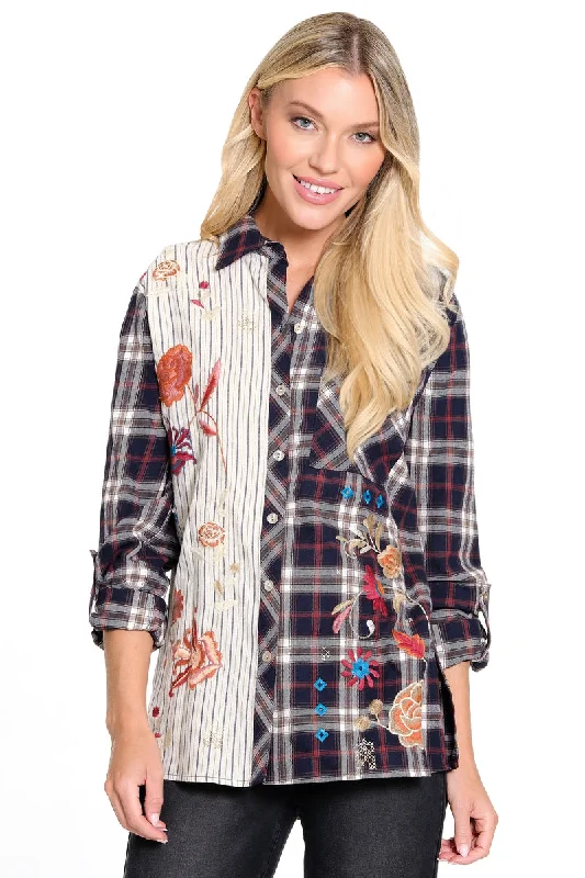 Black Plaid Embroidered Tunic