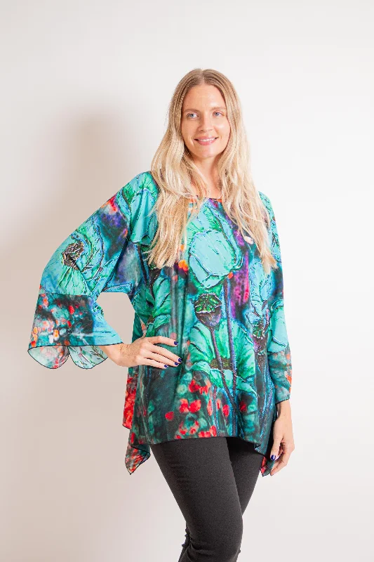 Turquoise Big Flower Tunic