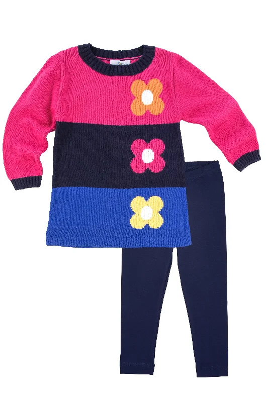 Sweater Tunic With Flowers And Leggings