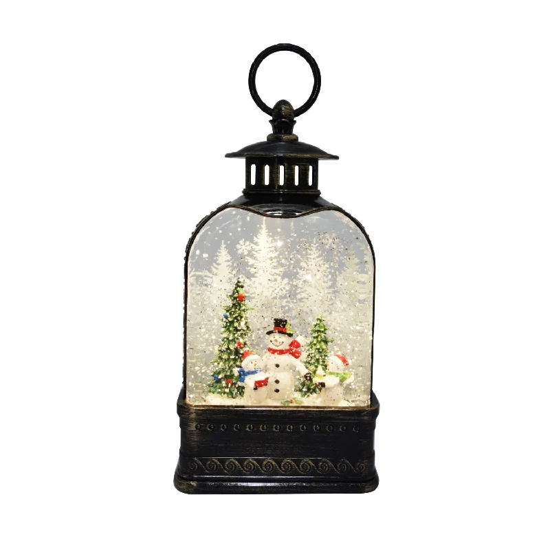 10.75"W Snowmen Dome Glitter Lantern with Sublimation