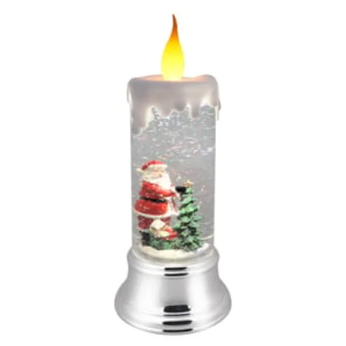 11.25" Rotating Santa Glitter Lantern Candle