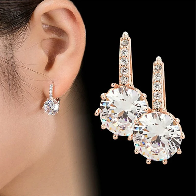 2019 New Arrival Genuine Gold Women's Crystal Stud Earring Holder Ear Cuffs Earrings For Women Femme Pendientes Brinco Ouro Gift