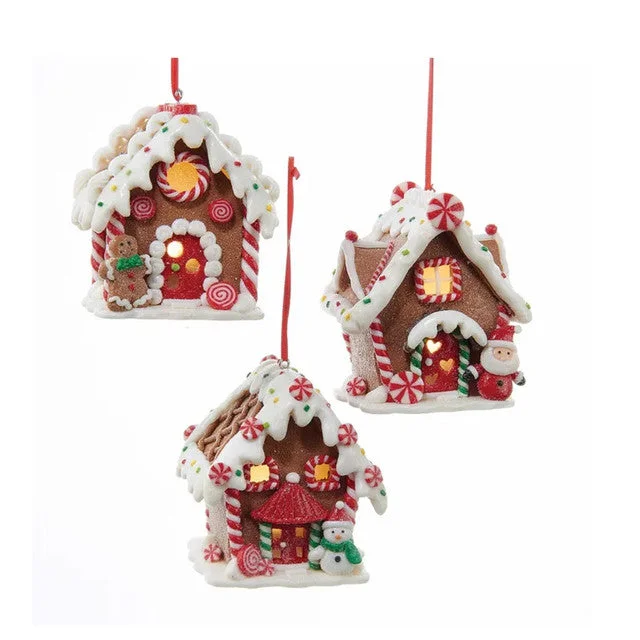 Battery-Operated Lighted LED Gingerbread House Ornament