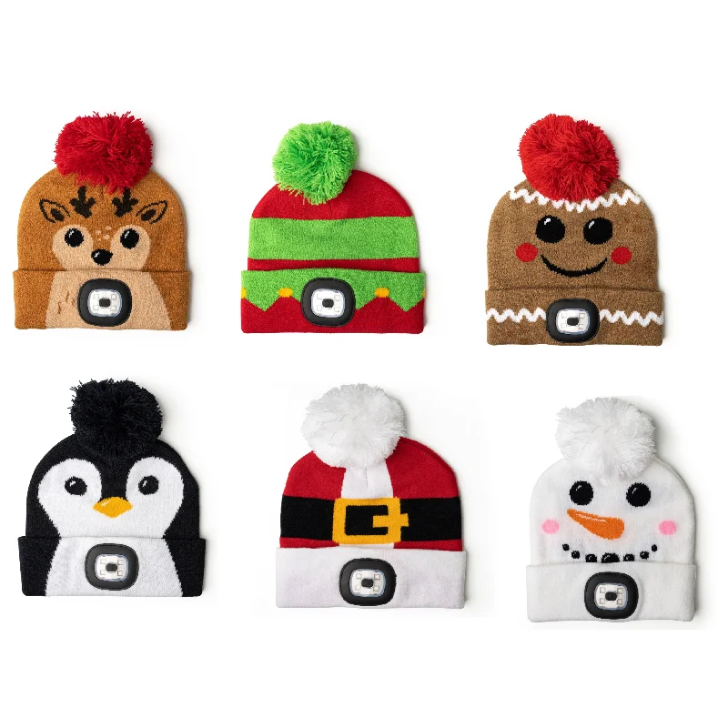 Christmas Kids Night Scope™ Rechargeable LED Light Beanie Pom Hat