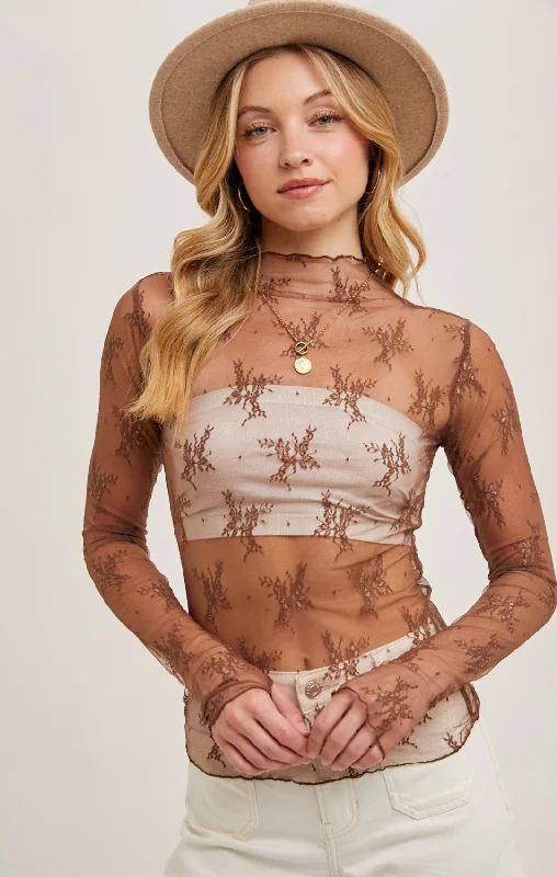 Floral Embroidered Mesh Layering Top