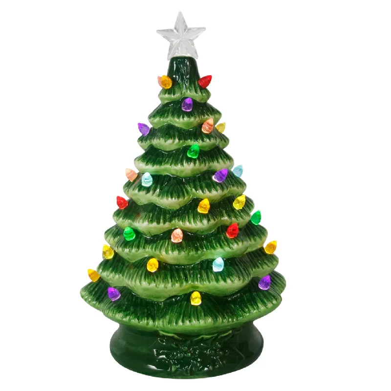 Green Ceramic Light Up Christmas Tree, 16"