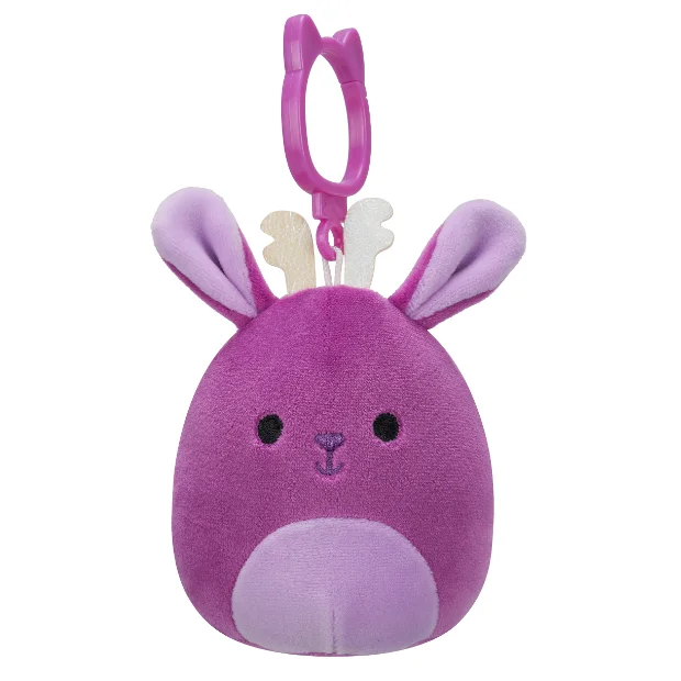 Squishmallow Maria Del Mar the Purple Jackalope with Sparkle Antlers 3.5" Clip Stuffed Plush by Jazwares