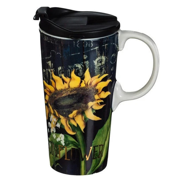 Sunflower Splendor 17 oz. Travel Cup with Lid and Box