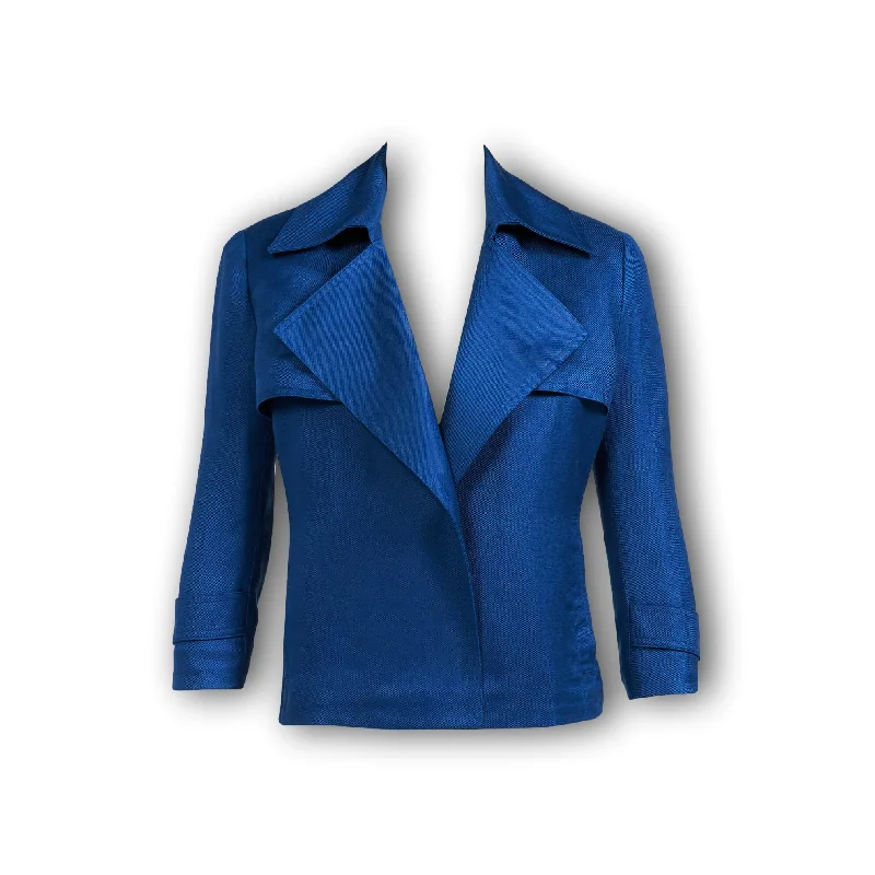 J. Peterman Women's Linen Twill Confidence Jacket - Blue