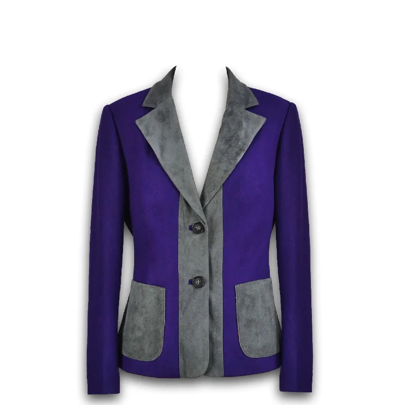 J. Peterman Women's Contrast Trim Blazer - Purple and Grey