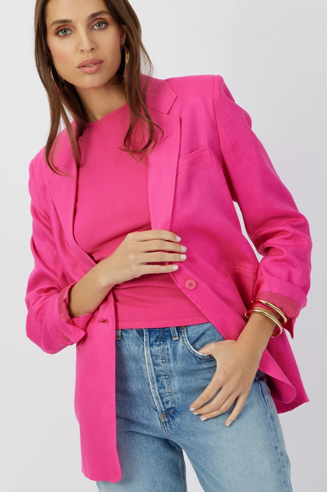 The Riley - Fuchsia Summer Linen Stretch Blazer